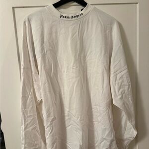 Palm Angels White Logo Long Sleeve Tee
